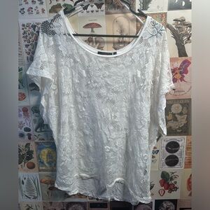Dex size Large, white lace see through shirt. Great condition.